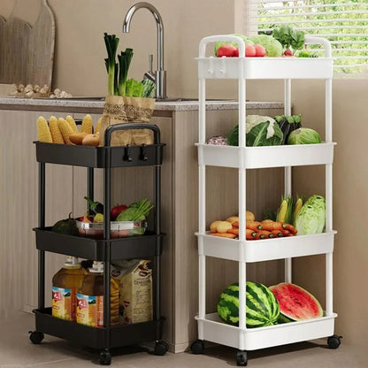 Bookshelf Storage Trolley Mobile Kitchen Organizer Cart With Wheels Multi-Layer Bathroom Shelves Household Snacks Storage Rack