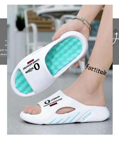 2024 New Men Massage Slippers Slides Indoor Outdoor Sandals Beach Casual Shoes Comfortable Sole Men's Slippers Big Size 38-47