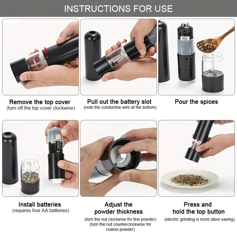 Automatic Electric Pepper Grinder And Salt Mill-Adjustable Spice Crusher Forkitchen Gadgets And Supplies-Reusable