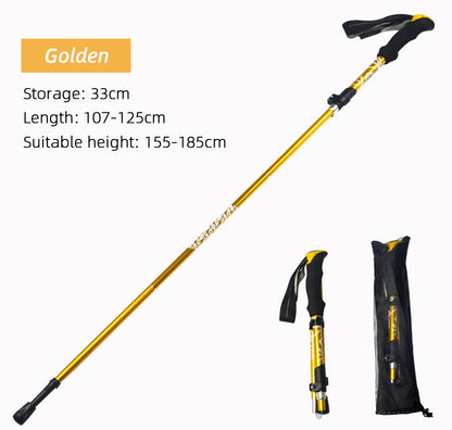 5 Section Outdoor Fold Trekking Pole Camping Portable Walking Hiking Stick For Nordic Elderly Telescopic Easy Put Into Bag 1 PCS