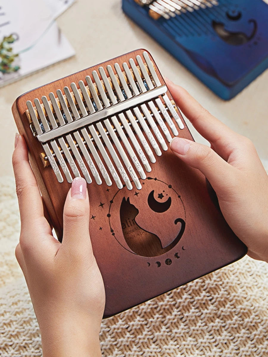 Kalimba Professional Thumb Piano Solid Wood Veneer 17/21 Keys Keyboard Musical Instrument Kalimba Thumb Piano Christmas Present