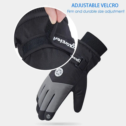 Winter Snowboard Ski Gloves PU Leather Non-slip Touch Screen Waterproof Motorcycle Cycling Fleece Warm Riding Gloves