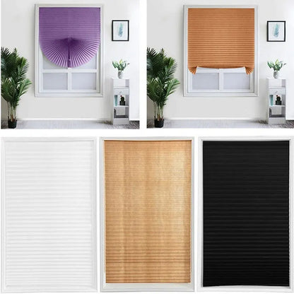 Self-Adhesive Pleated Blinds Non-Woven Half Blackout Window Blinds Zebra Roller Curtains Bedroom Balcony Shades Privacy Curtain