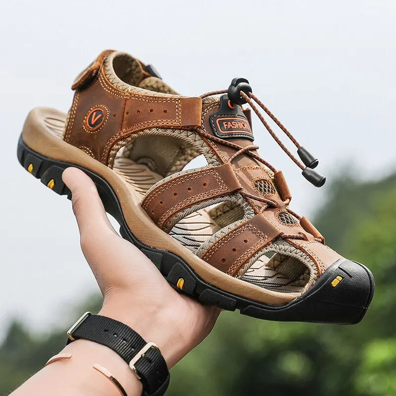 Genuine Leather Men Sandals Summer Men's Shoes Outdoor Water Shoes Leather Sandals For Men