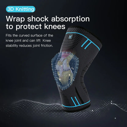 1 Pcs Compression Knee Support Sleeve Elastic Breathable Knee Pads Brace Springs Gym Sports Protector Basketball Volleyball Run