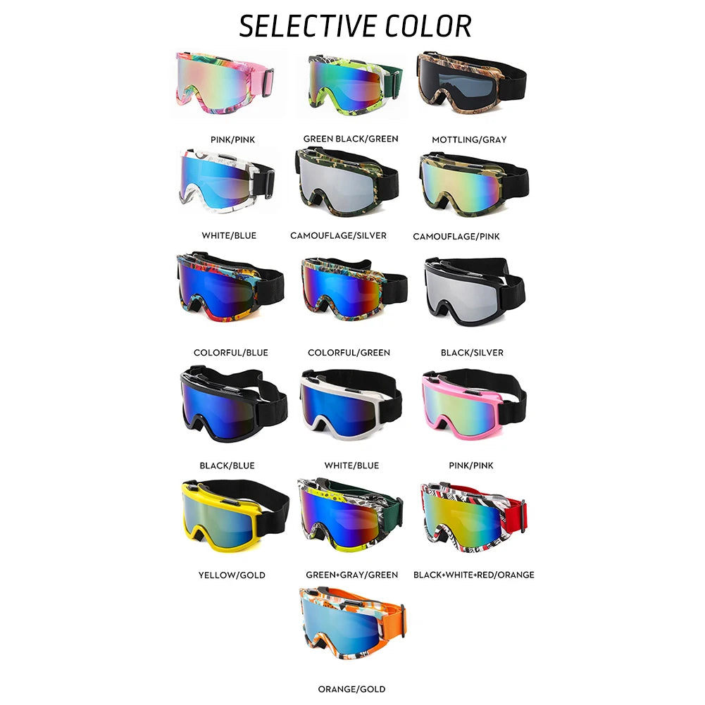 Large Frame Ski Goggles with Colorful Lens Anti-Collision Anti-Glare Lens Outdoor Sport Snow Snowboard for Snowboarding Skiing