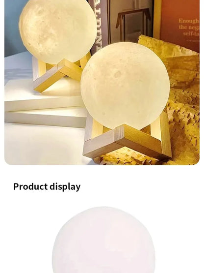 8 cm DIY Planet Lamp Moon Galaxy Night Light Art Painting Graffiti Birthday Gift Bedroom Living Room Decoration (With Stand)