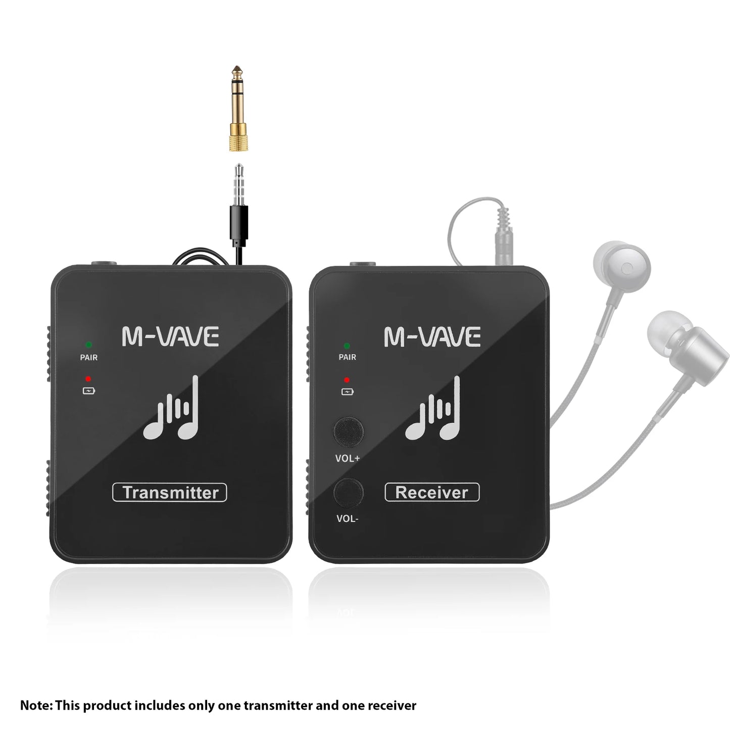 M-VAVE SWS10 2.4GHz Wireless Earphone Monitor Transmission System USB Rechargeable Transmitter & Receiver Support Mono/Stereo