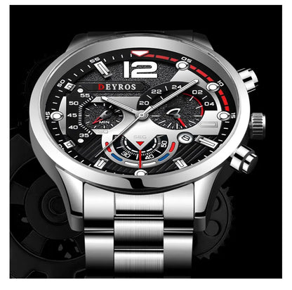 Fashion Mens Watches Luxury Stainless Steel Quartz Wristwatch Calendar Luminous Clock Men Business Casual Watch Reloj Hombre