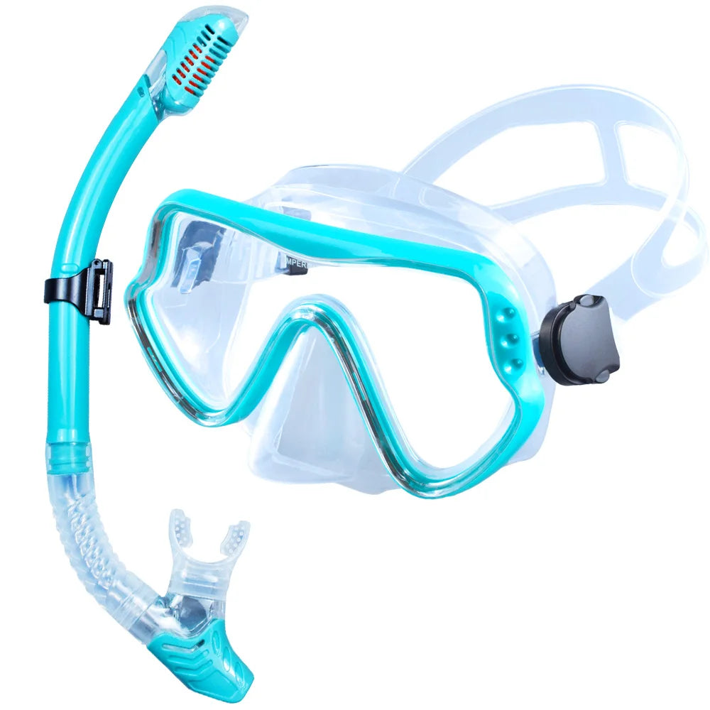 Dry Snorkel Set Diving Mask For Adults Tempered Glass Professional Panoramic Snorkeling Gear Swimming Training Snorkel Kit