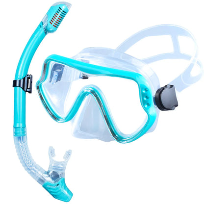 Dry Snorkel Set Diving Mask For Adults Tempered Glass Professional Panoramic Snorkeling Gear Swimming Training Snorkel Kit