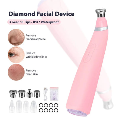 Portable Diamond Microdermabrasion Peeling Machine Silicone Hydrodermabrasion Facial Vacuum Blackhead Removal Skin Pore Cleaning