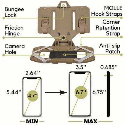 Airsoft Plate Carrier Molle Phone Carrier Outdoor Navigation Board, Quick Access Foldable Holder Vest Chest Rig Mount