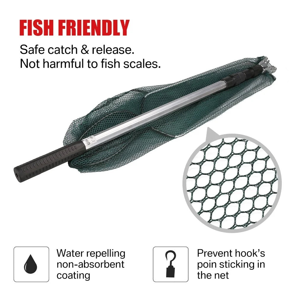 190cm 92cm 55cm Telescopic Landing Net Folding Fishing Pole Extending Fly Carp Course Sea Mesh Fishing Net For Fly Fishing