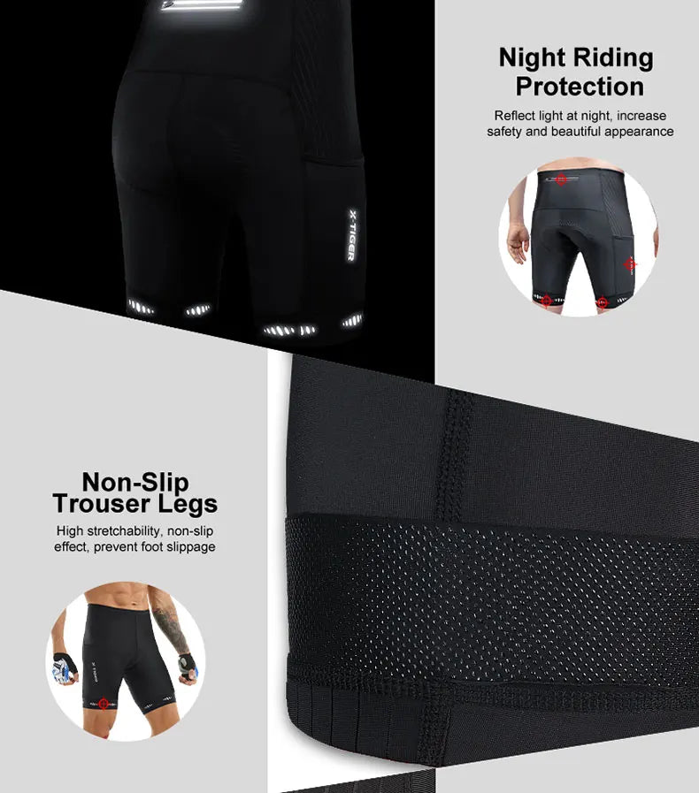 X-TIGER Men Cycling Shorts with Back Pocket 5D Gel Padded Bike Shorts for Men Mountain Road Biking Riding Half Pants Tights