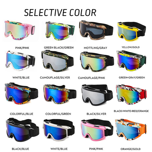 Large Frame Ski Goggles with Colorful Lens Anti-Collision Anti-Glare Lens Outdoor Sport Snow Snowboard for Snowboarding Skiing