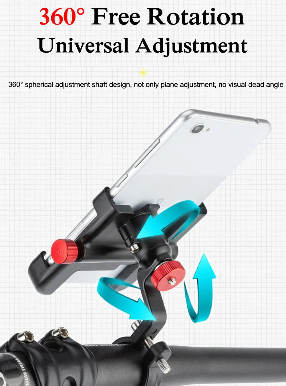 NEWBOLER MTB Phone Mount Stand Bicycle Holder 360° Rotatable Aluminum Adjustable Bike Phone Holder Non-slip Cycling Bracke