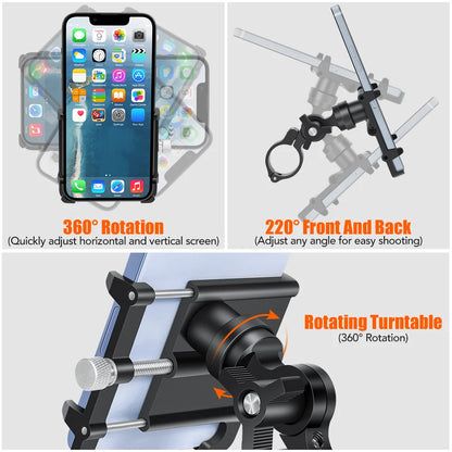 NEWBOLER MTB Phone Mount Stand Bicycle Holder 360° Rotatable Aluminum Adjustable Bike Phone Holder Non-slip Cycling Bracke