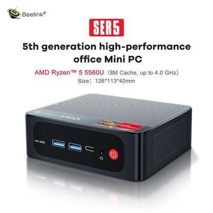 Beelink Mini PC SER5 Max AMD Ryzen 7 5800H DDR4 32G 500G NVME SSD SER6 Pro 7735HS DDR5 SER5 Pro 5700U 5560U Gaming Mini Computer