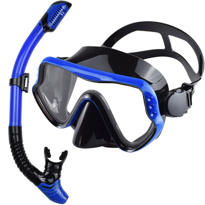 Dry Snorkel Set Diving Mask For Adults Tempered Glass Professional Panoramic Snorkeling Gear Swimming Training Snorkel Kit