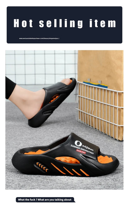 2024 New Men Massage Slippers Slides Indoor Outdoor Sandals Beach Casual Shoes Comfortable Sole Men's Slippers Big Size 38-47