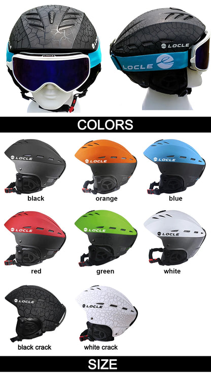 LOCLE Professional Skiing Helmet Men Women Children Ski Helmet Snow Skating Snowboard Snowmobile Skateboard Helmet Size 52-61cm