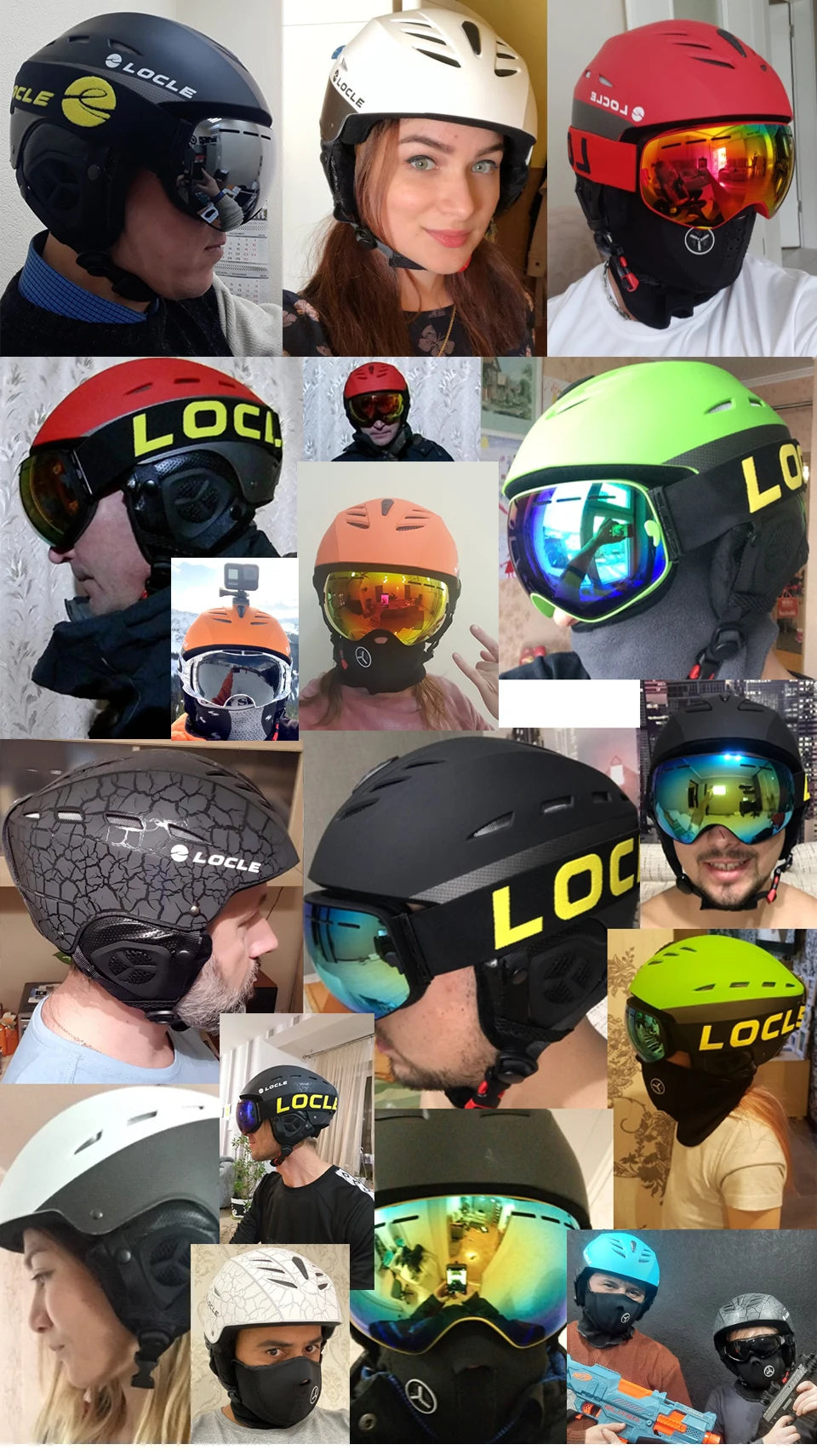 LOCLE Professional Skiing Helmet Men Women Children Ski Helmet Snow Skating Snowboard Snowmobile Skateboard Helmet Size 52-61cm