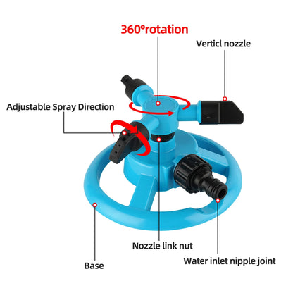 360 Degree Automatic Rotating Garden Lawn Water Sprinklers System Quick Coupling Lawn Rotating Nozzle Garden Irrigation Supplies