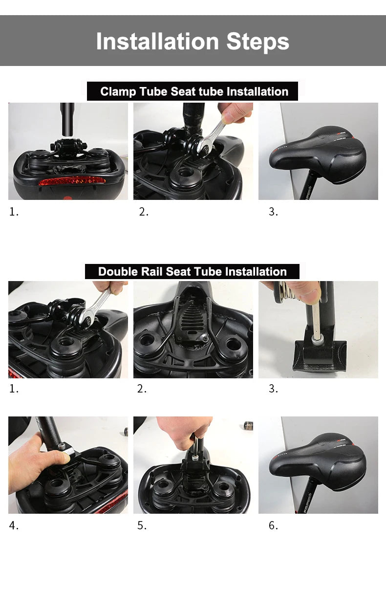 Hollow Breathable Bicycle Saddle Men Women MTB Road Bike Saddle Shock Absorbing Comfortable Big Butt Bike Seat Safety Warning