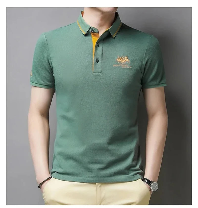 New Summer Korean  Embroidered Polo Shirt Men's Luxury Top Casual Lapel Short Sleeve T-shirt Fashion Anti-wrinkle Men T Shirt