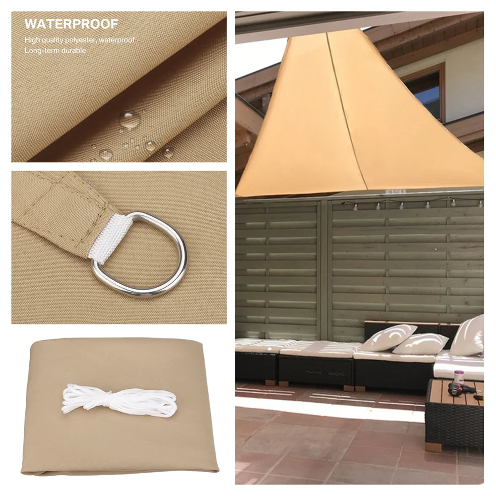 5x5x5/2x2x2M Waterproof Sun Shelter Triangle Sunshade Protection Outdoor Canopy Garden Patio Pool Shade Sail Awning Shade Cloth