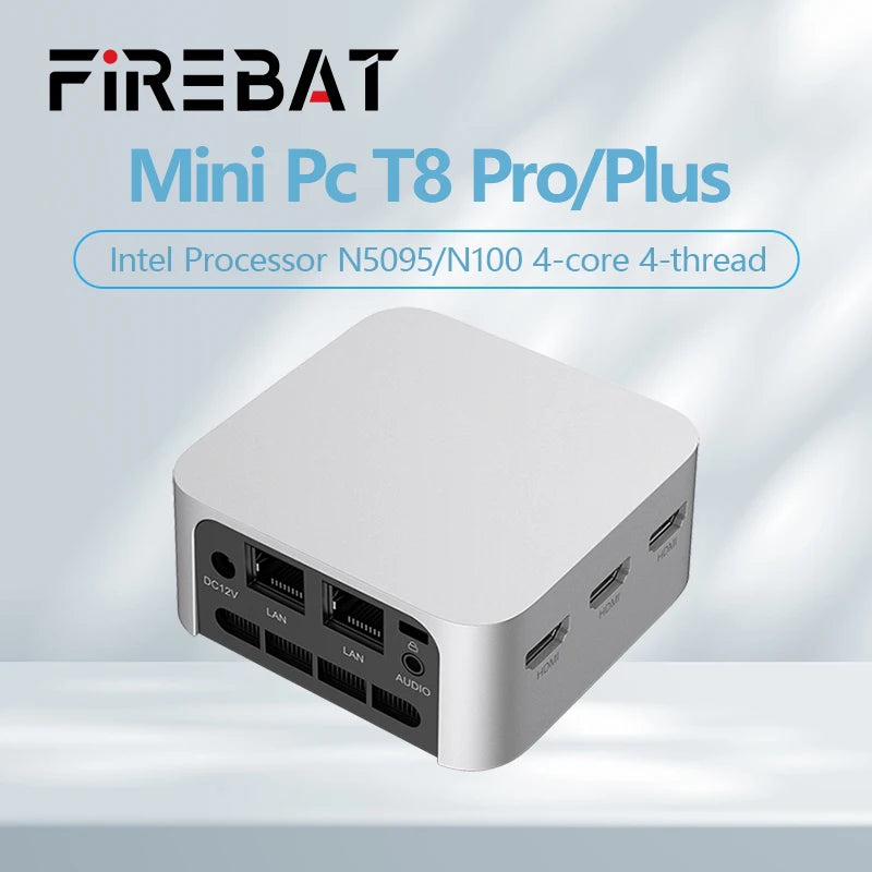 FIREBAT T8 Pro Plus Mini PC Intel Celeron N5095 N100 Desktop Gaming Computer 8GB 16GB 256GB 512GB DDR4 DDR5 WIFI5 BT4.2