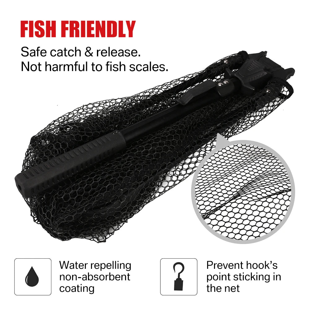 190cm 92cm 55cm Telescopic Landing Net Folding Fishing Pole Extending Fly Carp Course Sea Mesh Fishing Net For Fly Fishing