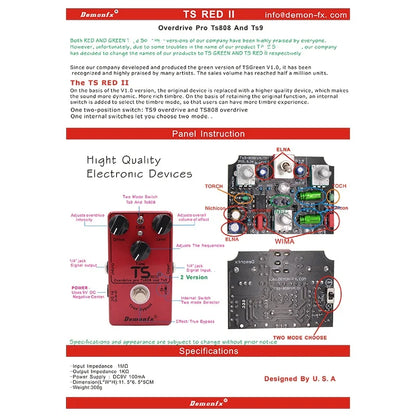 Demonfx High quality Guitar Effect Pedal Wah Distortion Overdrive Delay Reverb Compressor Booster Pedal