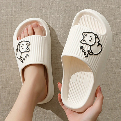 Summer Slippers Bathroom Platform Non-Slip Home Bear Cartoon Flip Flops Beach Women Slipper Sandals Slides Indoor Outdoor 2023