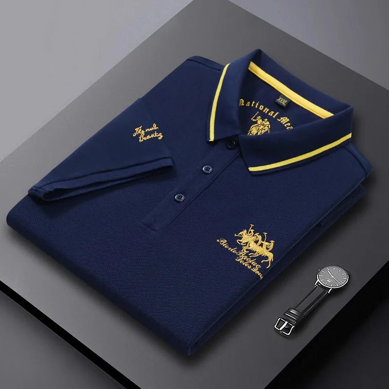 New Summer Korean  Embroidered Polo Shirt Men's Luxury Top Casual Lapel Short Sleeve T-shirt Fashion Anti-wrinkle Men T Shirt