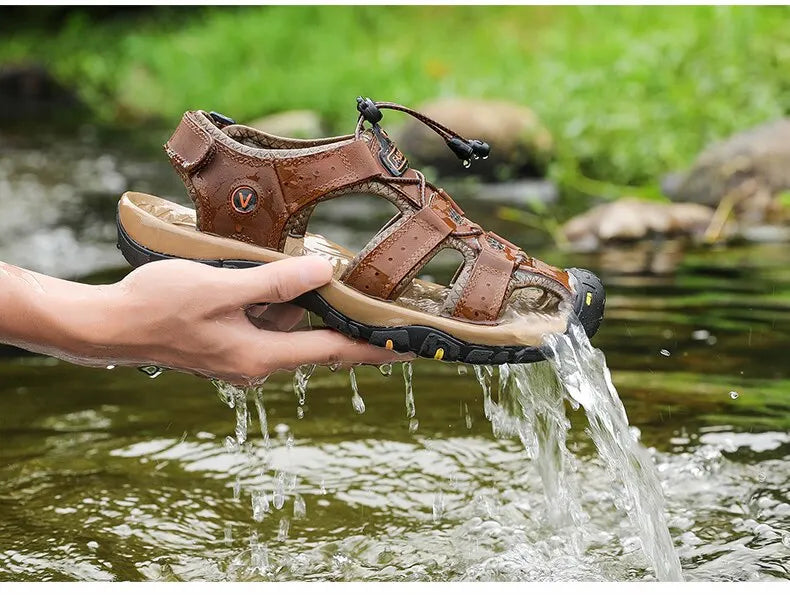 Genuine Leather Men Sandals Summer Men's Shoes Outdoor Water Shoes Leather Sandals For Men