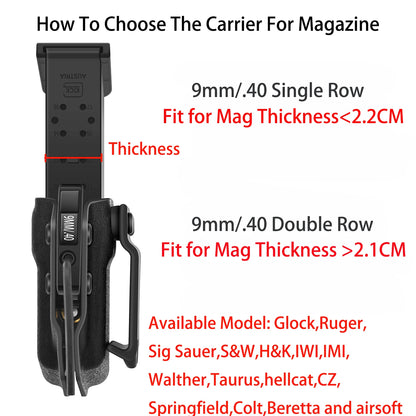 IWB OWB Magazine Pouch Holster Mag Carrier for Glock S&W SIG H&K IWI Taurus hellcat FN CZ Walther 2011 9mm .40 Pistol Airsoft