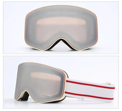 Ski Snowboard Goggles Women Men Skiing Eyewear Mask UV 400 Snow Protection Over Glasses Adult Double Anti-Fog Cylindrical