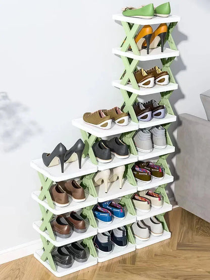 5 Tier New Simple Shoe Rack Multi-folding Space-saving DIY Home Organizer Multifunctional Economic Storage Shoe Rack