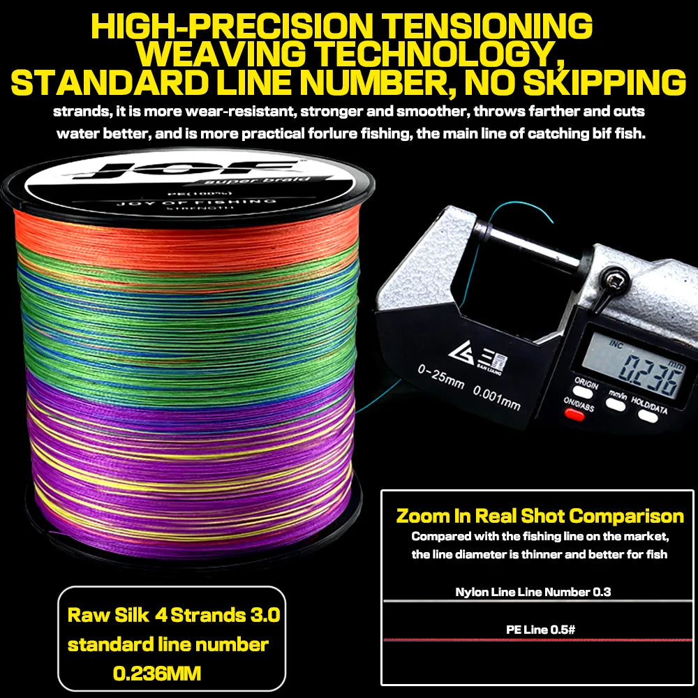 JOF 4 Strands Braided Fishing Line Multifilament 300M 500M 1000M Carp Fishing Japanese Braided Wire Fishing Accessories Pe Line