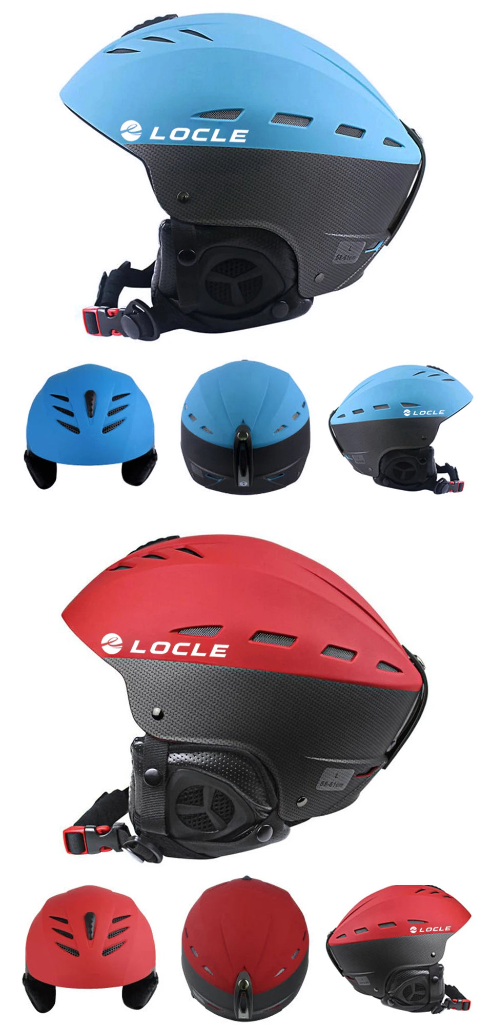 LOCLE Professional Skiing Helmet Men Women Children Ski Helmet Snow Skating Snowboard Snowmobile Skateboard Helmet Size 52-61cm