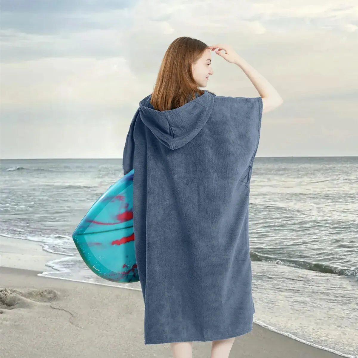 Surf Poncho Towel Poncho Quick-Dry Towel Hoodie Microfiber Beach Robe Changing Poncho Swim Towel Beach Poncho For Adults