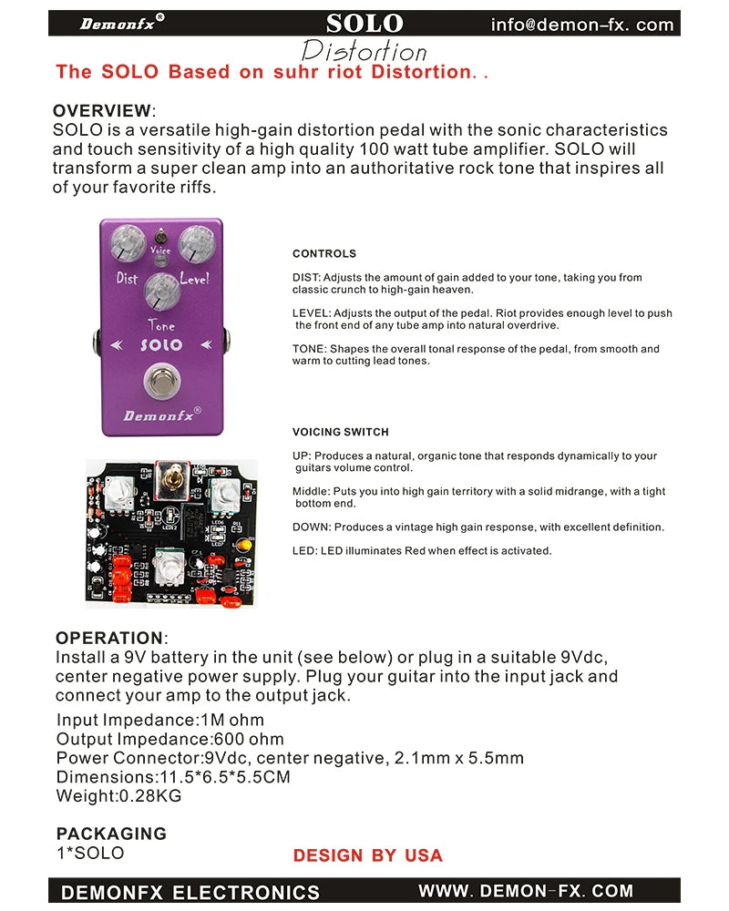 Demonfx High quality Guitar Effect Pedal Wah Distortion Overdrive Delay Reverb Compressor Booster Pedal