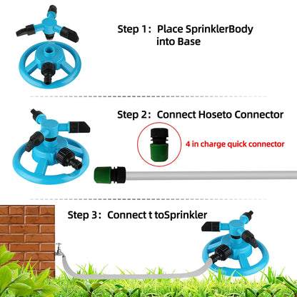 360 Degree Automatic Rotating Garden Lawn Water Sprinklers System Quick Coupling Lawn Rotating Nozzle Garden Irrigation Supplies