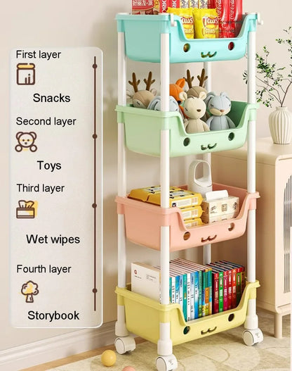 Toy Storage Trolley Bookshelf Snack Rack For Children Storage Organizer Bathroom Accessories Closet Organizer Kitchen Storage