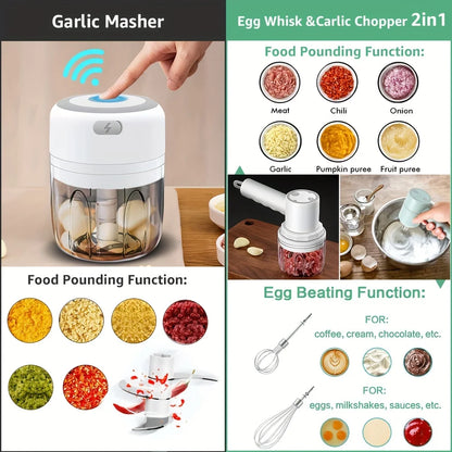 Electric Kitchen Food Chopper Mini Garlic Masher Crusher USB Portable Meat Grinder Vegetable Chopper For Kitchen Gadgets