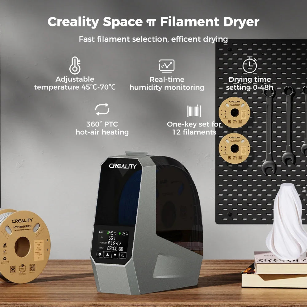 Creality Space π Filament Dryer Box 1KG Filament Storage Keeping Dry Adjustable Temperature 45℃-70℃ 360° Hot-air Heating 0-48h