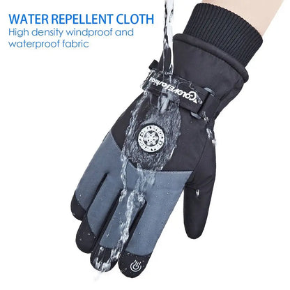 Winter Unisex Snowboard Ski Gloves PU Leather Non-slip Touch Screen Waterproof Motorcycle Cycling Fleece Warm Snow Gloves