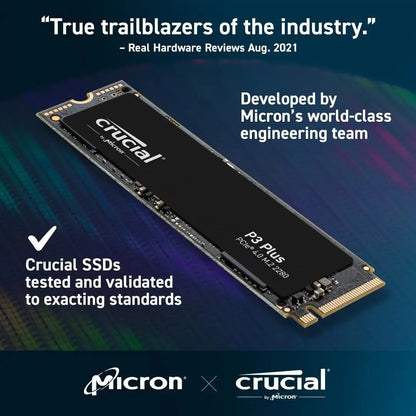 Crucial P3 Plus 2TB 1TB 500GB PCIe Gen4 3D NAND NVMe M.2 SSD, up to 5000MB/s